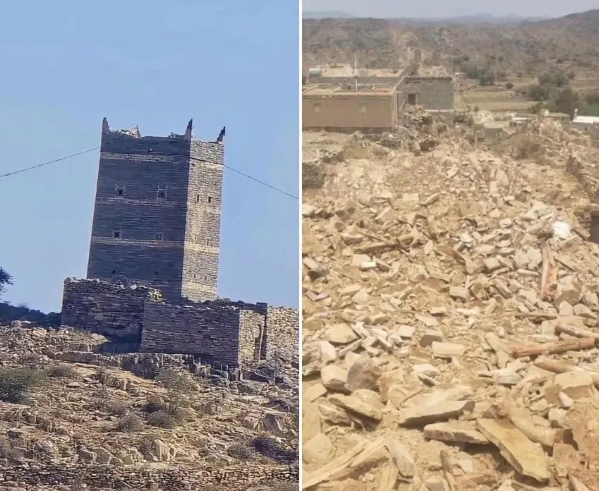  استمراراً لطمس هوية اليمنيين.. الحوثيون يفجرون حصناً تاريخياً في البيضاء